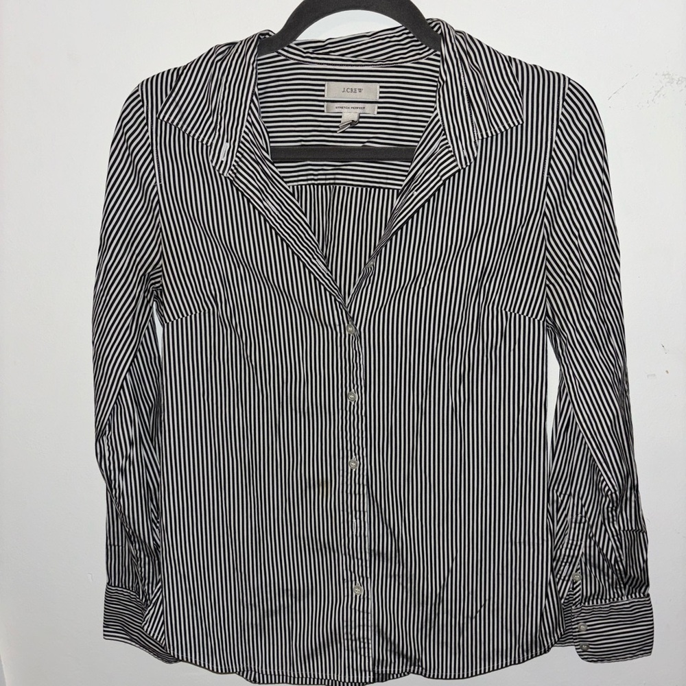 J. Crew Factory Black and White Buttoned Fitted Top